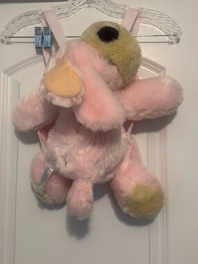FAO Schwarz Soft Pink Plush Bird Toy with Yellow Accents